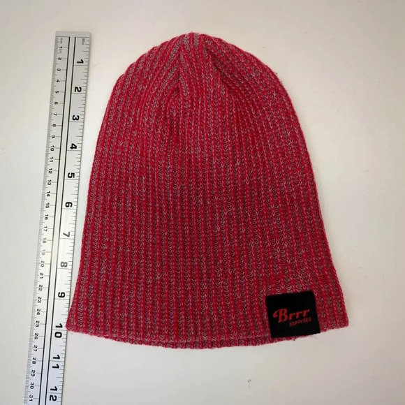 Slouchy Beanie Knit Heathered Red and Gray  Brrr Hoppy Red - Picture 6 of 9